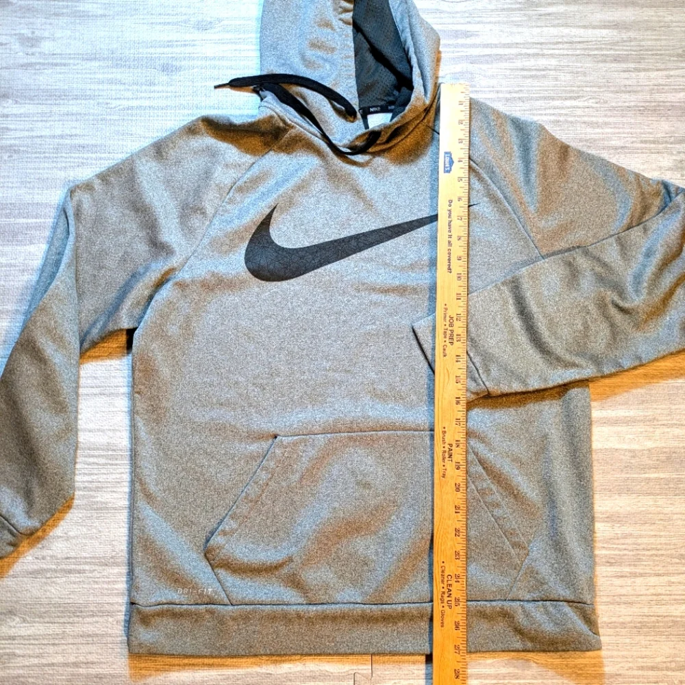 NIKE DRI-FIT Hoodie Sweatshirt Gray w/Black Swoosh,‎ Atleisure, Athletic, Sz L